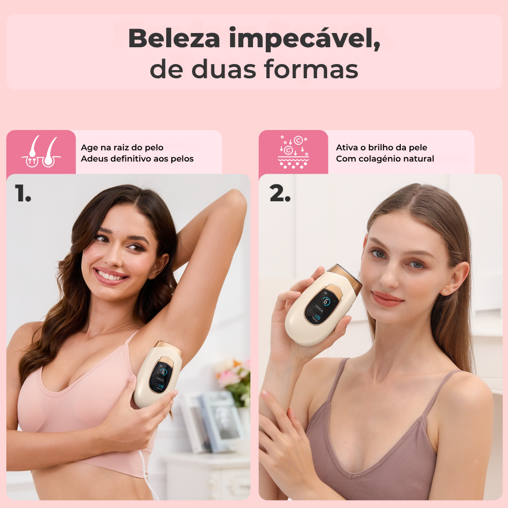Lumina da Lumisilk proporciona beleza impecável: remove os pelos pela raiz e ativa o brilho natural com colágeno.