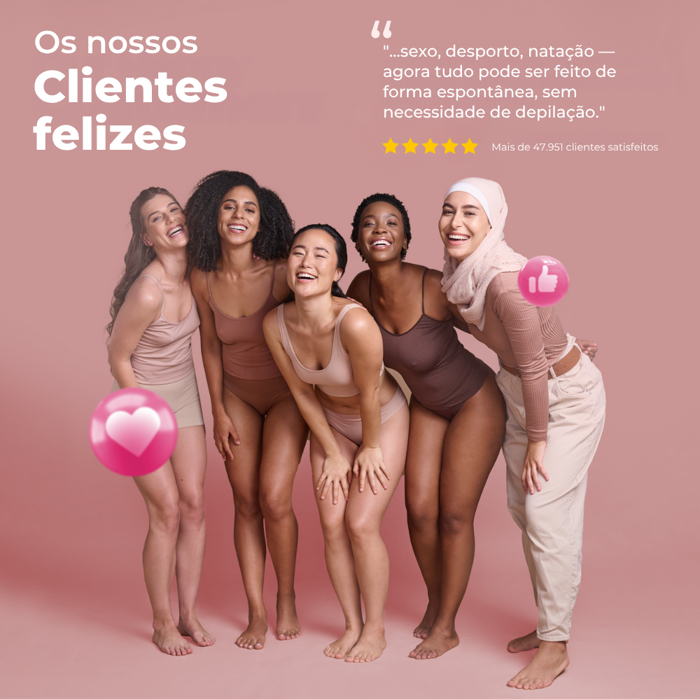 Depoimentos de clientes satisfeitas com a Lumisilk – mais de 47.951 mulheres com pele suave e livre de pelos sem precisar se depilar.